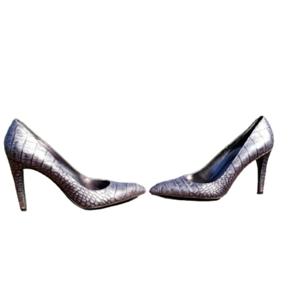 Enzo Angiolini Shoes - Pumps Heels Silver Crocodile Pewter Grey Sz 7.5 ENZO ANGIOLINI